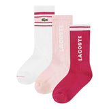 Calzini Ragazza Lacoste - Lchn 3Pk Stripe Cotton Crew - Rosa