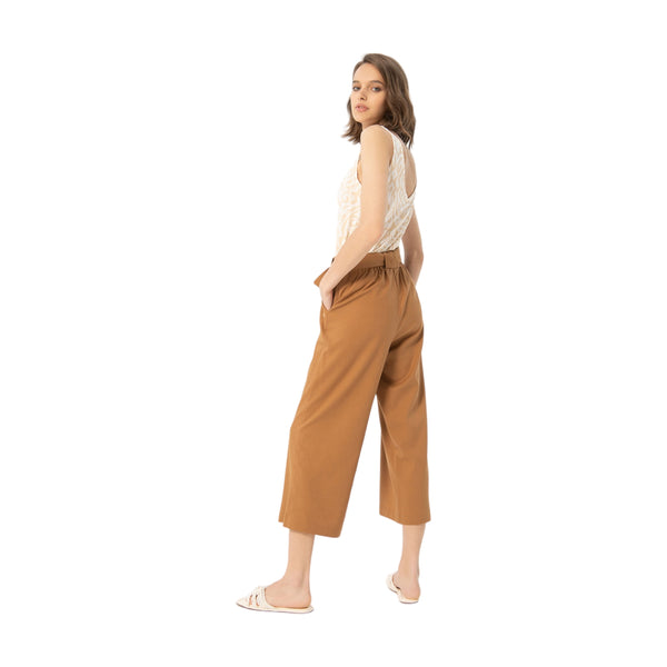 Pantaloni Donna Surkana - Pantaloni con cintura annodata in vita - Cammello