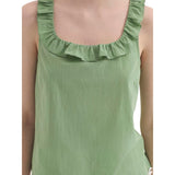Canotte e top Donna nice things - Cotton Voule Ruffle Top - Verde