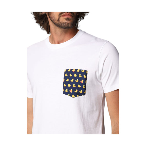 T-shirt Uomo Mc2 Saint Barth - Blanche Cotton T-Shirt With Printed Detail - Bianco