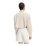 Camicie Donna Calvin Klein - Woven Label Cropped Shirt - Bianco