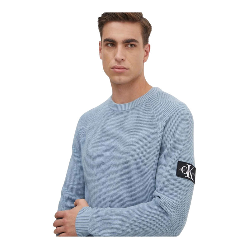 Maglie Uomo Calvin Klein - Badge Easy Sweater - Petrolio