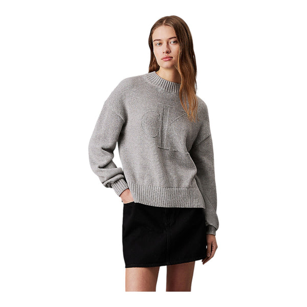 Maglioni Donna Calvin Klein - Ck Intarsia Loose Sweater - Grigio