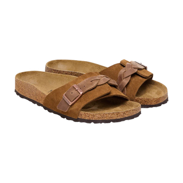 Sandali Donna Birkenstock - Oita Braided mink, Suede Leather - Cognac