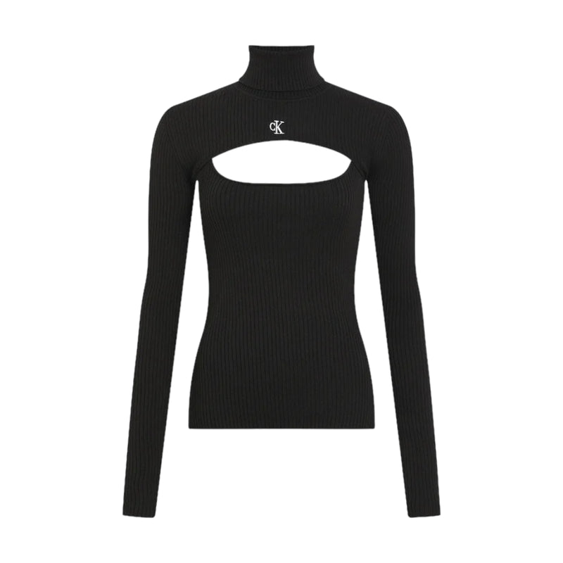 Maglie Donna Calvin Klein - 2 In 1 Cut Out Tight Sweater - Nero