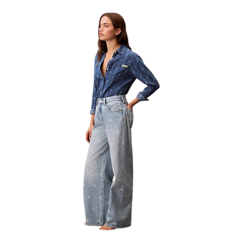 Jeans Donna Calvin Klein - Th Wd Lg Ck Dstrssd - Denim