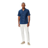 Camicie casual Uomo Tommy Hilfiger - Sorona Linen Camp Ss Rf 1/2 - Blu