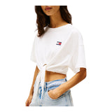 T-shirt Donna Tommy Hilfiger - Tjw Reg Waist Tie Badge Tee Ext - Bianco