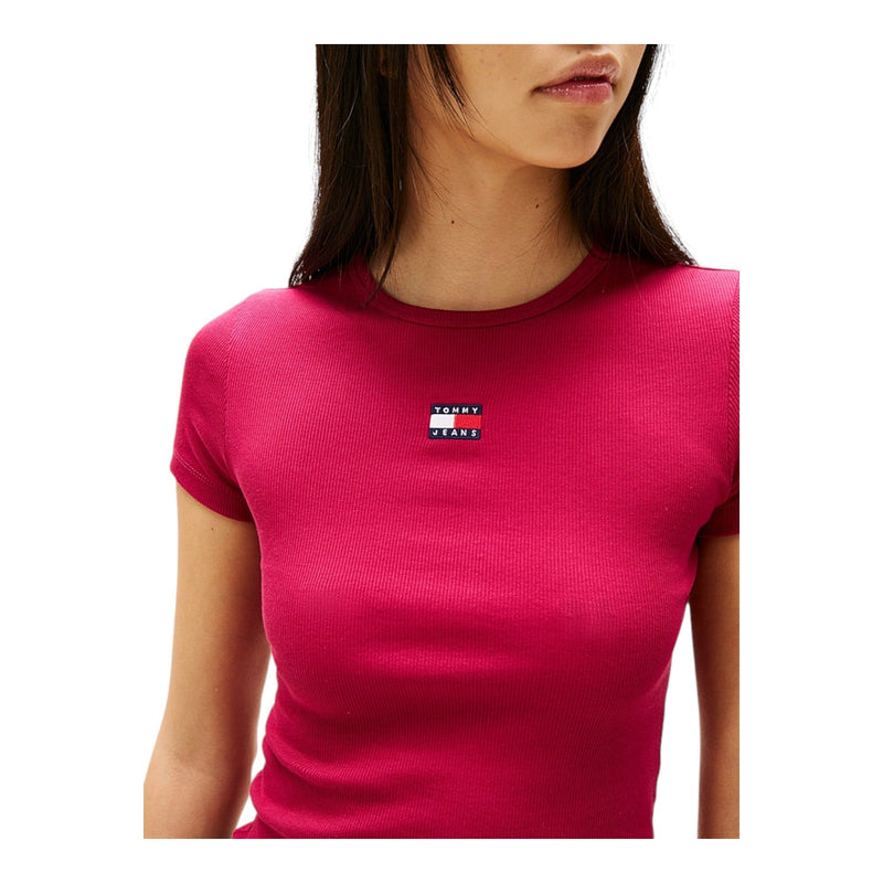 T-shirt Donna Tommy Hilfiger - Tjw Slim Badge Rib Tee - Bordeaux