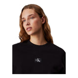 Felpe senza cappuccio Donna Calvin Klein - Woven Label Crew Neck - Nero