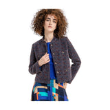 Cappotti Donna Surkana - Cappotto corto tipo Chanel texture jacquard - Blu