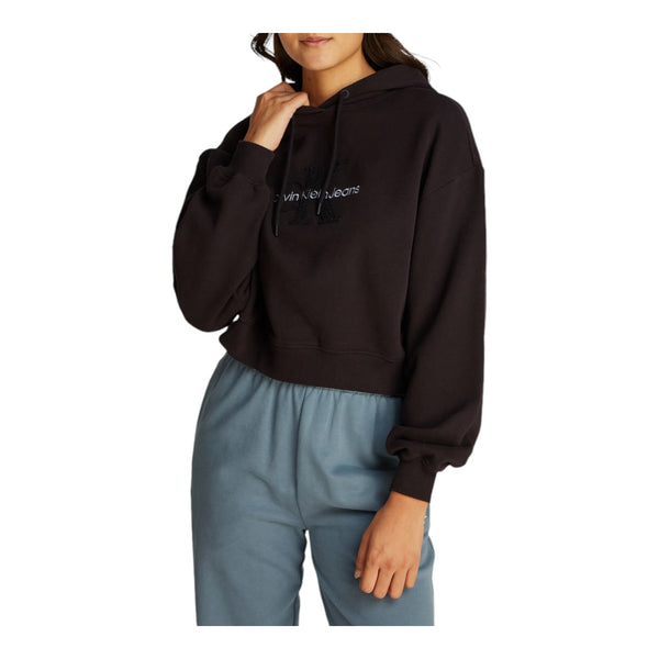 Felpe con cappuccio Donna Calvin Klein - Chenille Monologo Hoodie - Nero