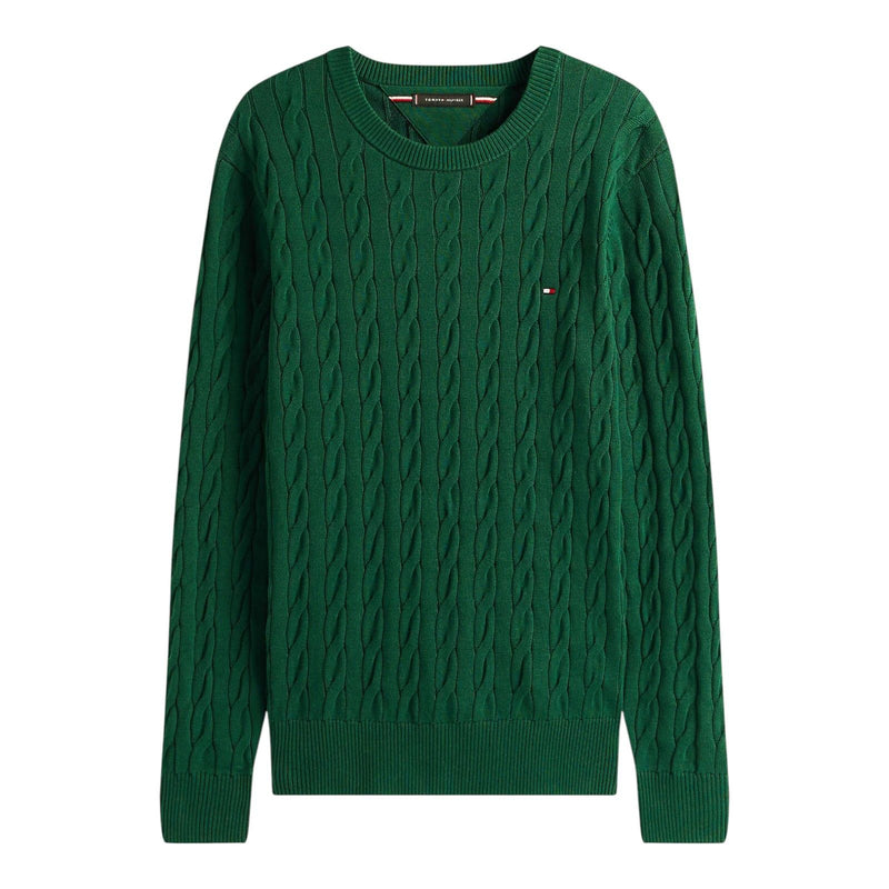 Maglie Uomo Tommy Hilfiger - Classic Cable Crew Neck - Verde