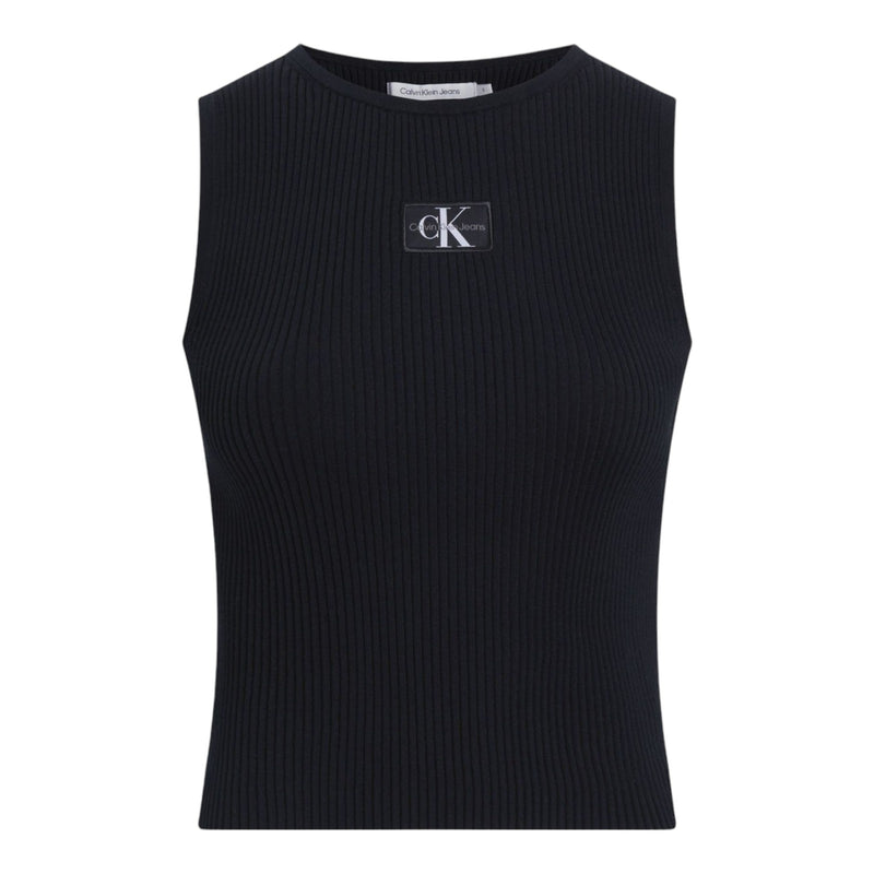 Canotte e top Donna Calvin Klein - Woven Label Sweater Tank Top - Nero