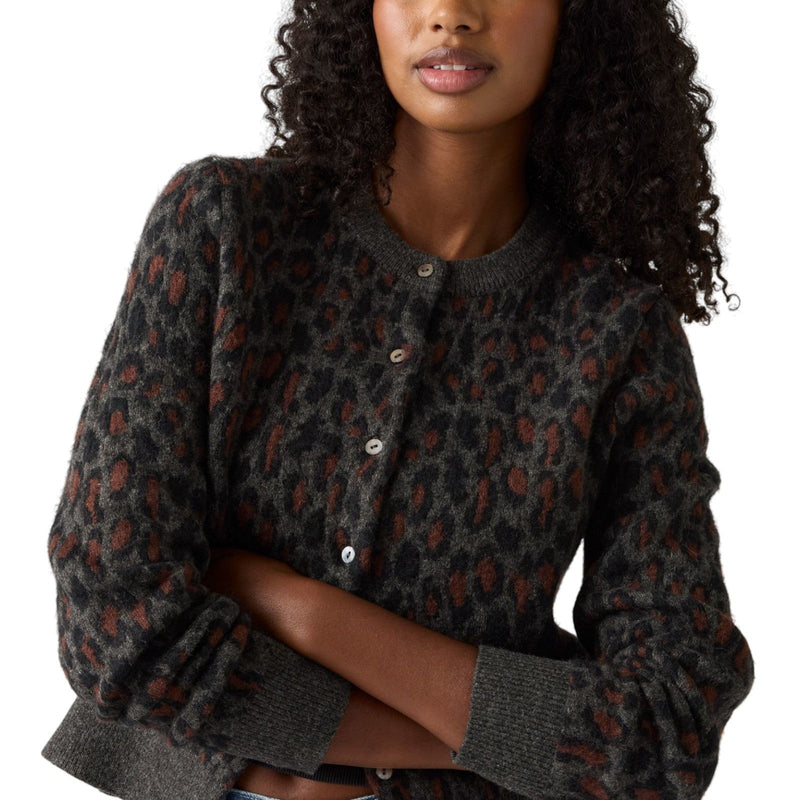 Cardigan Donna Levi's - Tara Wooly Cardigan Dilara Leopard Charc - Nero