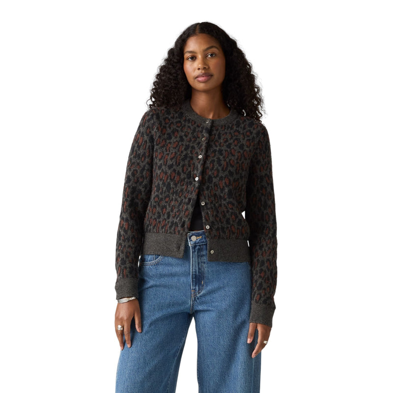 Cardigan Donna Levi's - Tara Wooly Cardigan Dilara Leopard Charc - Nero