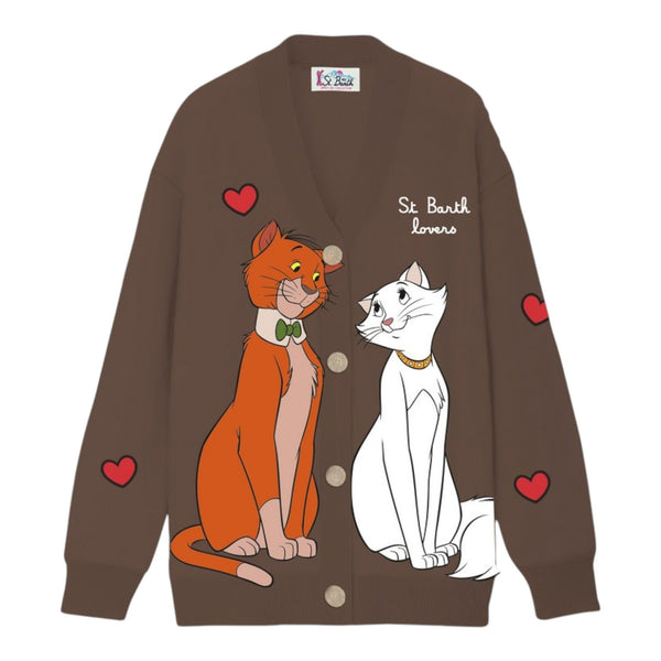 Cardigan Donna Mc2 Saint Barth - Sasi Long Jacquard Cardigan - Marrone