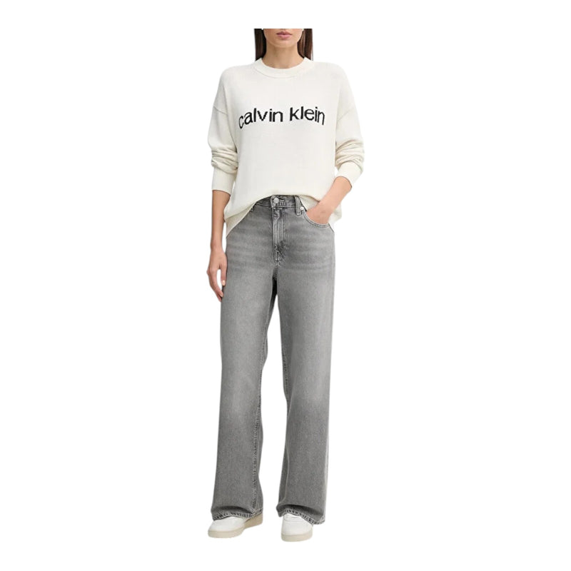 Maglie Donna Calvin Klein - Cotton Graphic Pullover - Panna