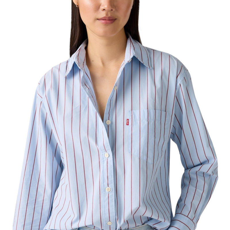 Camicie Donna Levi's - Harlie Boyfriend Shirt Hug Stripe Chambr - Blu