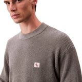 Maglie Uomo Calvin Klein - Ls Ez Cotton Waffle Crwnk Swtr 9 - Grigio