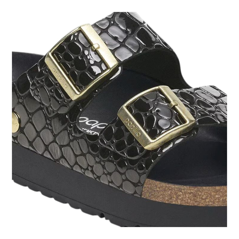 Sandali Donna Birkenstock - Arizona Platf black, Natural Leather Croc - Nero