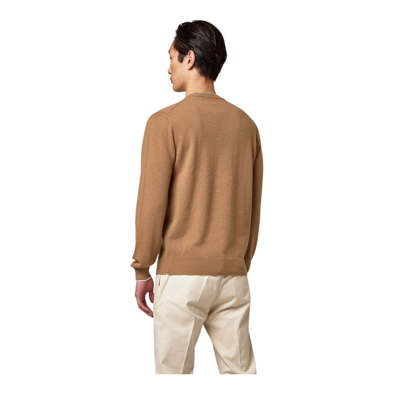 Maglioni Uomo Alpha Studio - Scollo V M/L Contrasti Basic Geelong - Beige
