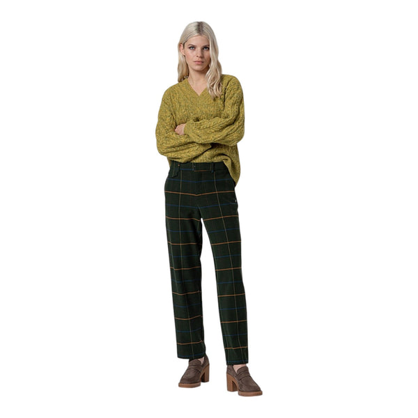 Pantaloni Donna Surkana - Pantalone dritto a quadri - Verde