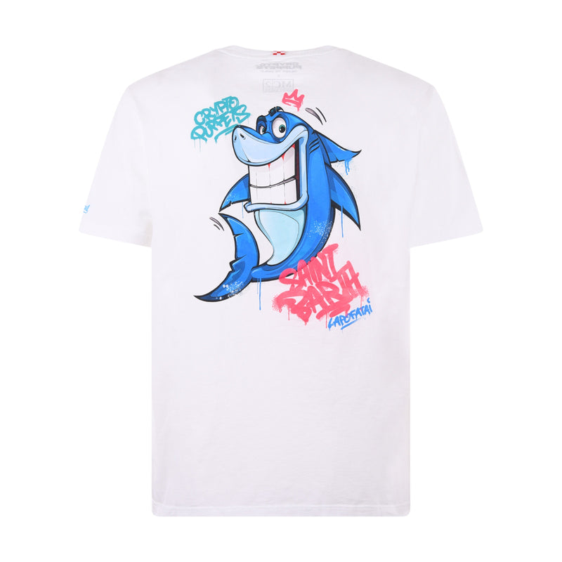 T-shirt Uomo Mc2 Saint Barth - Portofino T-Shirt With Embroidery - Bianco