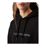 Felpe con cappuccio Donna Calvin Klein - Chenille Monologo Hoodie Dress - Nero