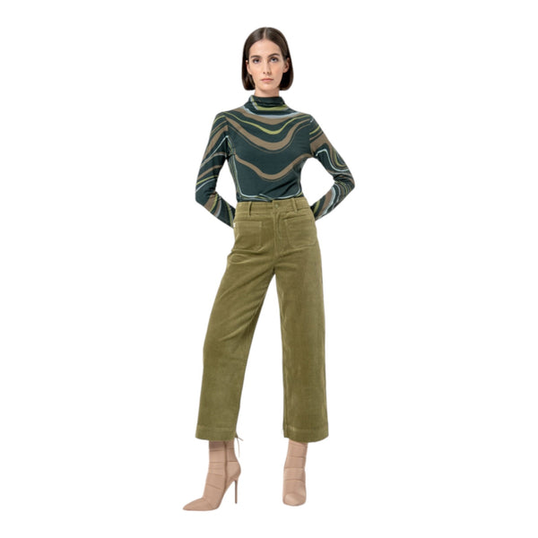 Pantaloni Donna Surkana - Pantaloni dritti con tasche applicate sul davanti - Verde