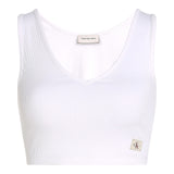 Canotte e top Donna Calvin Klein - Woven Label Rib Bralette - Bianco