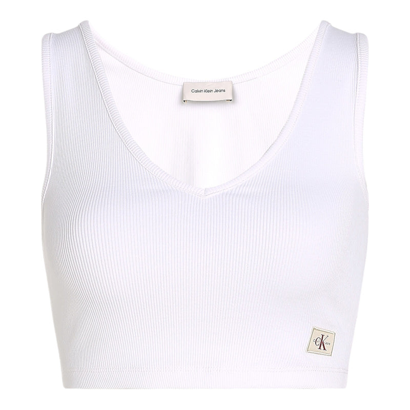 Canotte e top Donna Calvin Klein - Woven Label Rib Bralette - Bianco