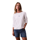 Maglie a manica lunga Donna Calvin Klein - Ls Satin Ombre Graphic Tee - Bianco