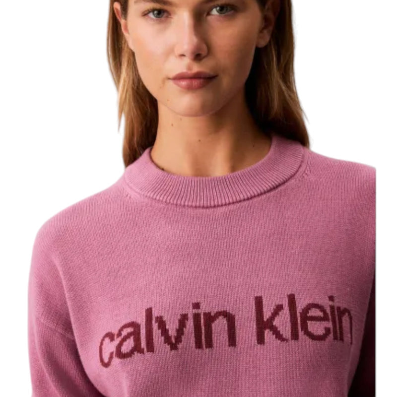 Maglie Donna Calvin Klein - Cotton Graphic Pullover - Bordeaux