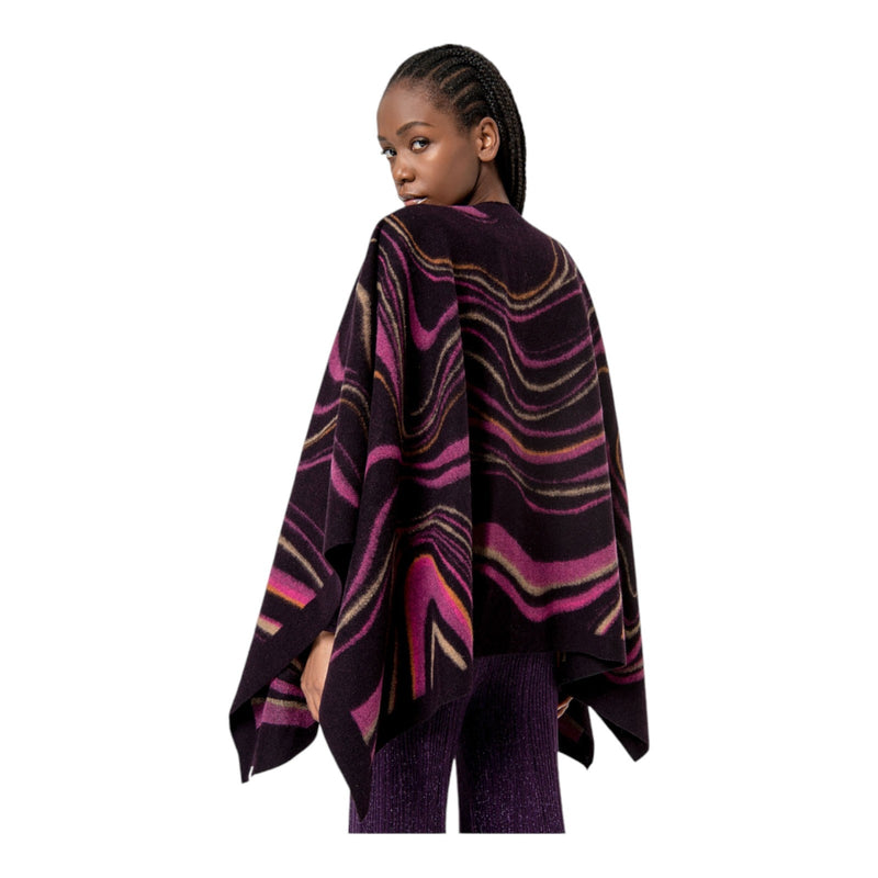 Poncho e mantelle Donna Surkana - Poncho aperto stampato - Viola