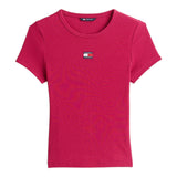 T-shirt Donna Tommy Hilfiger - Tjw Slim Badge Rib Tee - Bordeaux