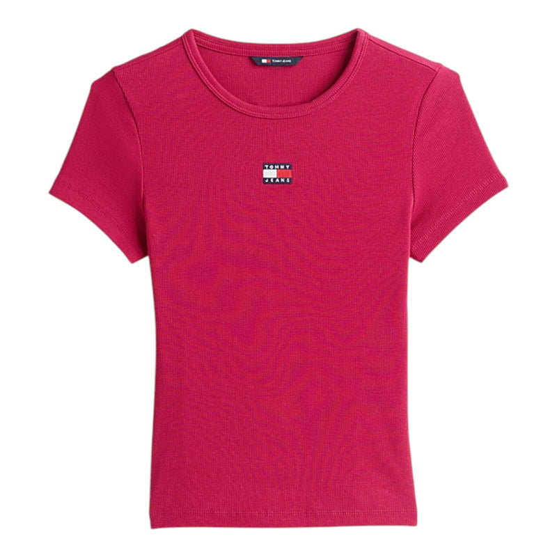T-shirt Donna Tommy Hilfiger - Tjw Slim Badge Rib Tee - Bordeaux