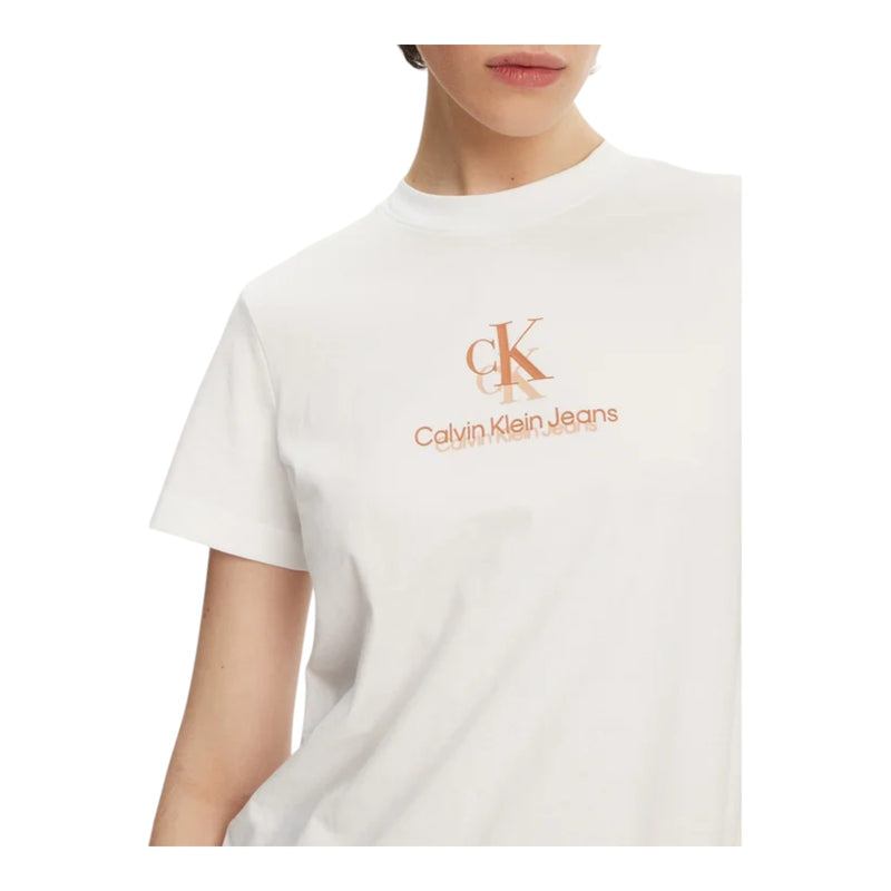 T-shirt Donna Calvin Klein - Shadow Graphic Regular Tee - Bianco