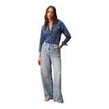 Jeans Donna Calvin Klein - Th Wd Lg Ck Dstrssd - Denim