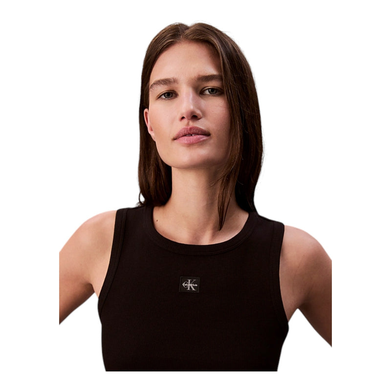 Canotte e top Donna Calvin Klein - A - Wvn Lbl 2X2 Cttn - Nero