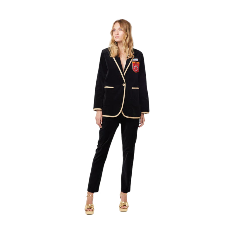 Giacche Donna Me369 - Simone Velour Blazer - Nero