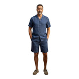 Camicie casual Uomo Alpha Studio - Camicia Bowling Lino Impunture - Blu