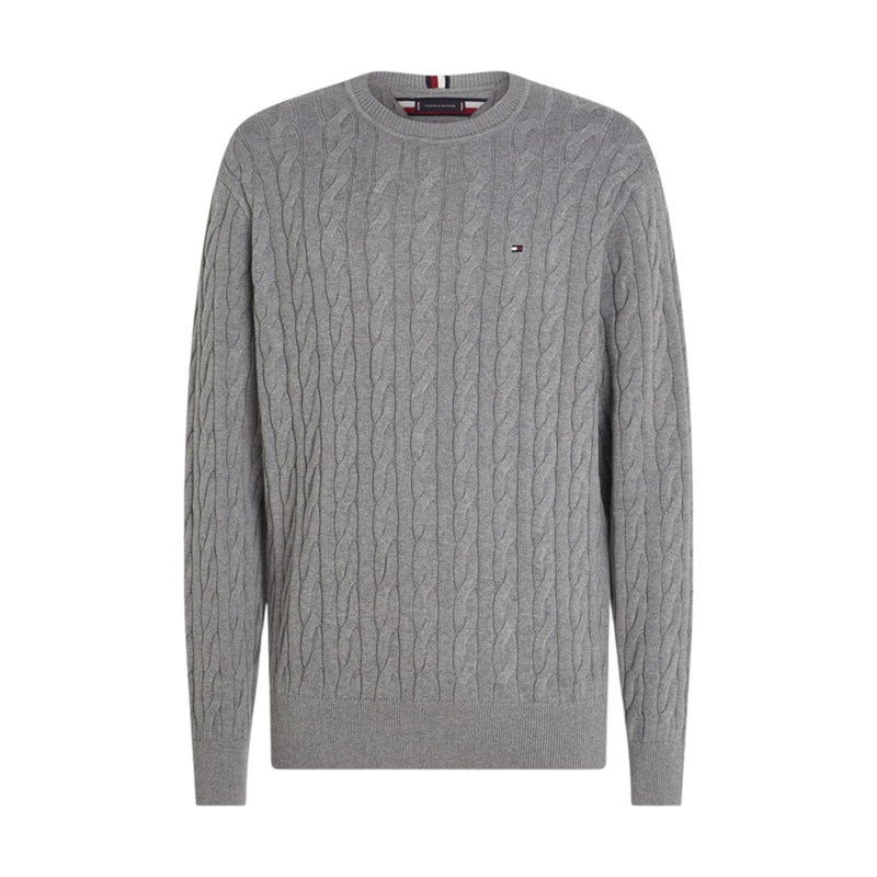 Maglie Uomo Tommy Hilfiger - Classic Cable Crew Neck - Grigio