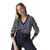 Maglie Donna Levi's - Super Soft Vneck Pullover - Parisienne Stripe Peac - Blu