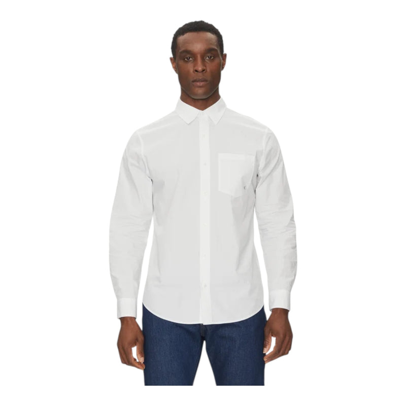 Camicie casual Uomo Calvin Klein - Ls Poplin Classic Shirt - Bianco