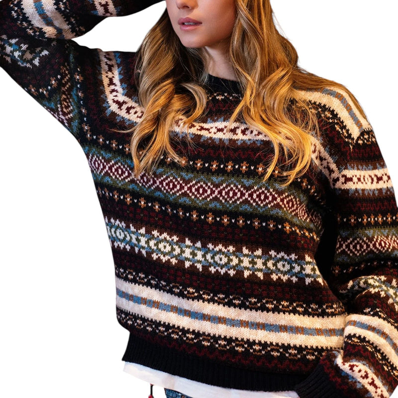 Maglioni Unisex In The Box - Maglia Girocollo Fantasia Jacquard - Multicolore