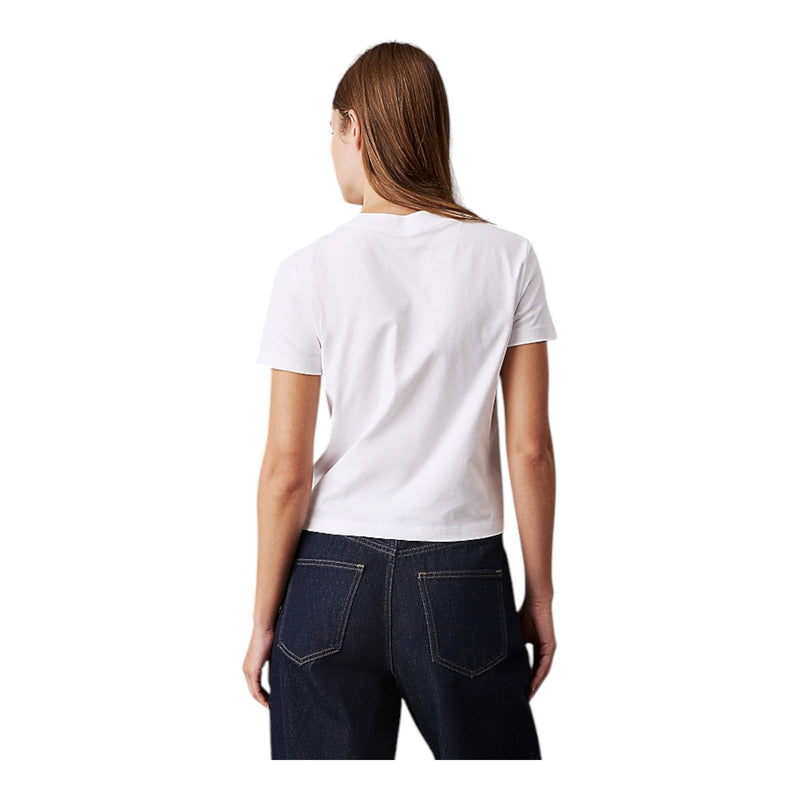 T-shirt Donna Calvin Klein - Script Institutional Baby Tee - Bianco