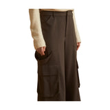 Pantaloni Donna Yerse - Pantalone Cargo Wide Leg - Verde