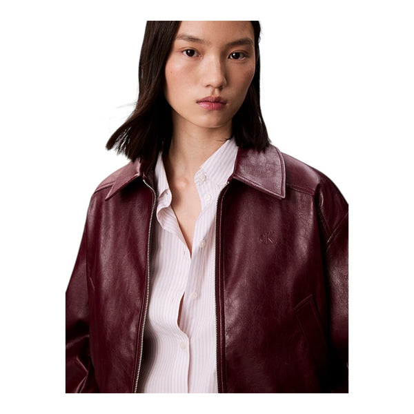 Giubbini Donna Calvin Klein - A-Crppd Crnkl Fx Lth - Bordeaux