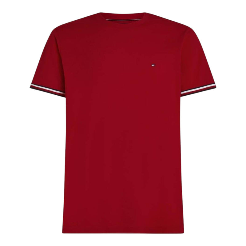T-shirt Uomo Tommy Hilfiger - Global Stripe Cuff Tee - Rosso